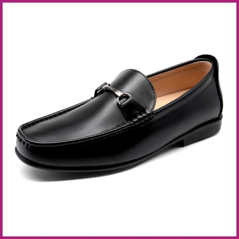 Faux Leather Slip-On Loafers with Metal Bit Detail